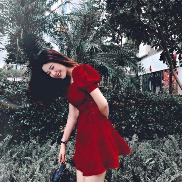 ĐẦM CỔ VUÔNG, ĐAN DÂY EO (có ảnh thật) MS96