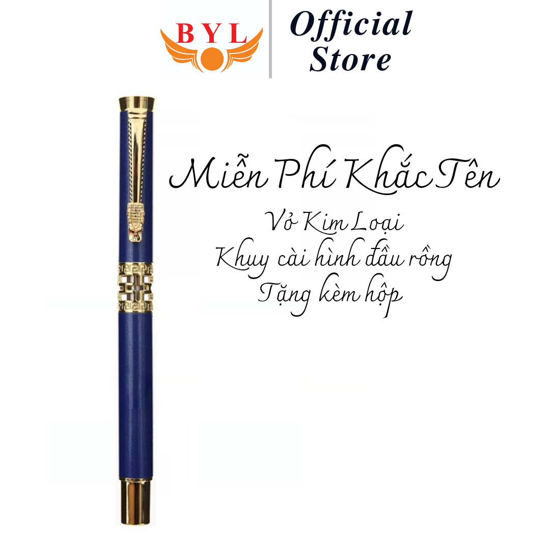 Bút ký đầu rồng khắc tên BYL_100/Bút bi mực nước/Bút kim loại