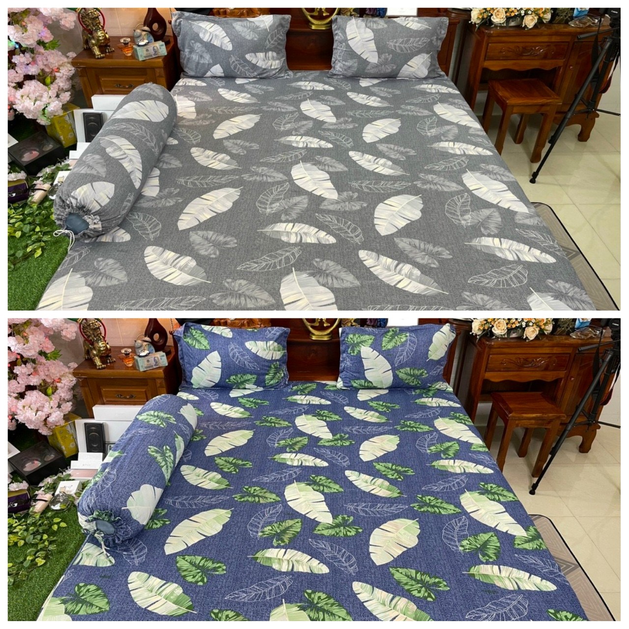 Bộ drap ga - ga lẻ - vỏ gối lẻ - mền lẻ thun lạnh hàn [bao kiểm hàng - đổi trả miễn phí 07 ngày - họa tiết lá chuối sang trong - achuashop