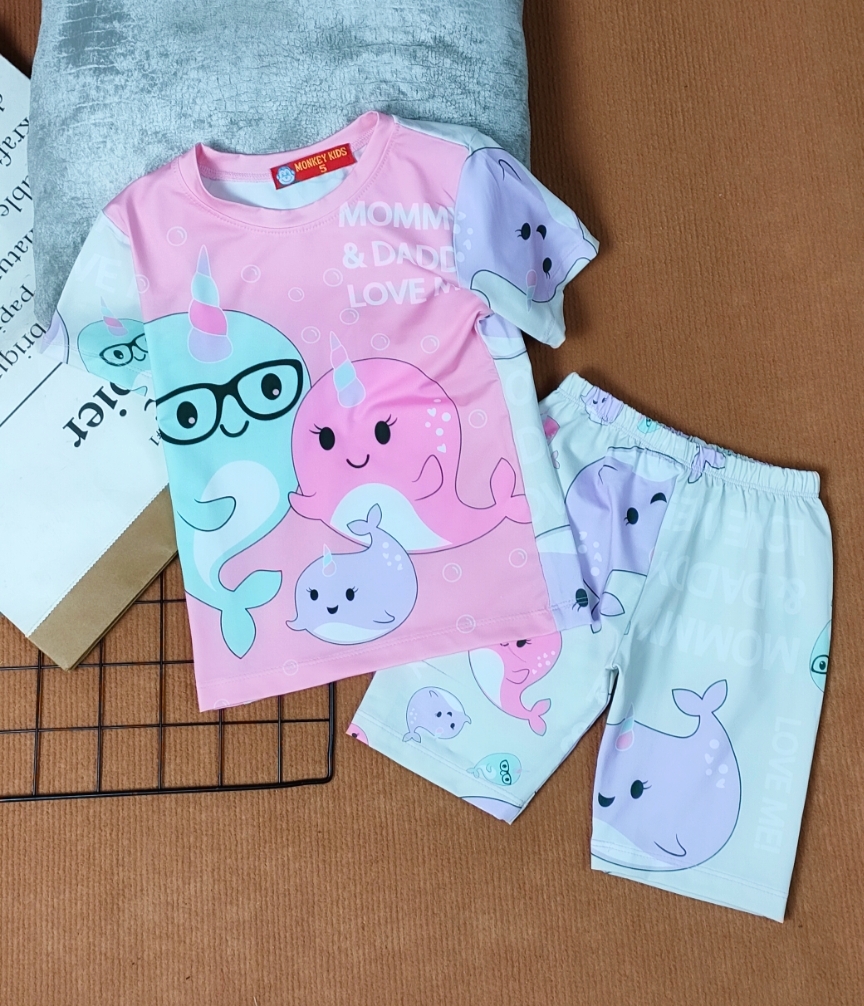 ĐỒ bộ lửng bé gái chất thun lạnh dày dặn cho bé BHH39