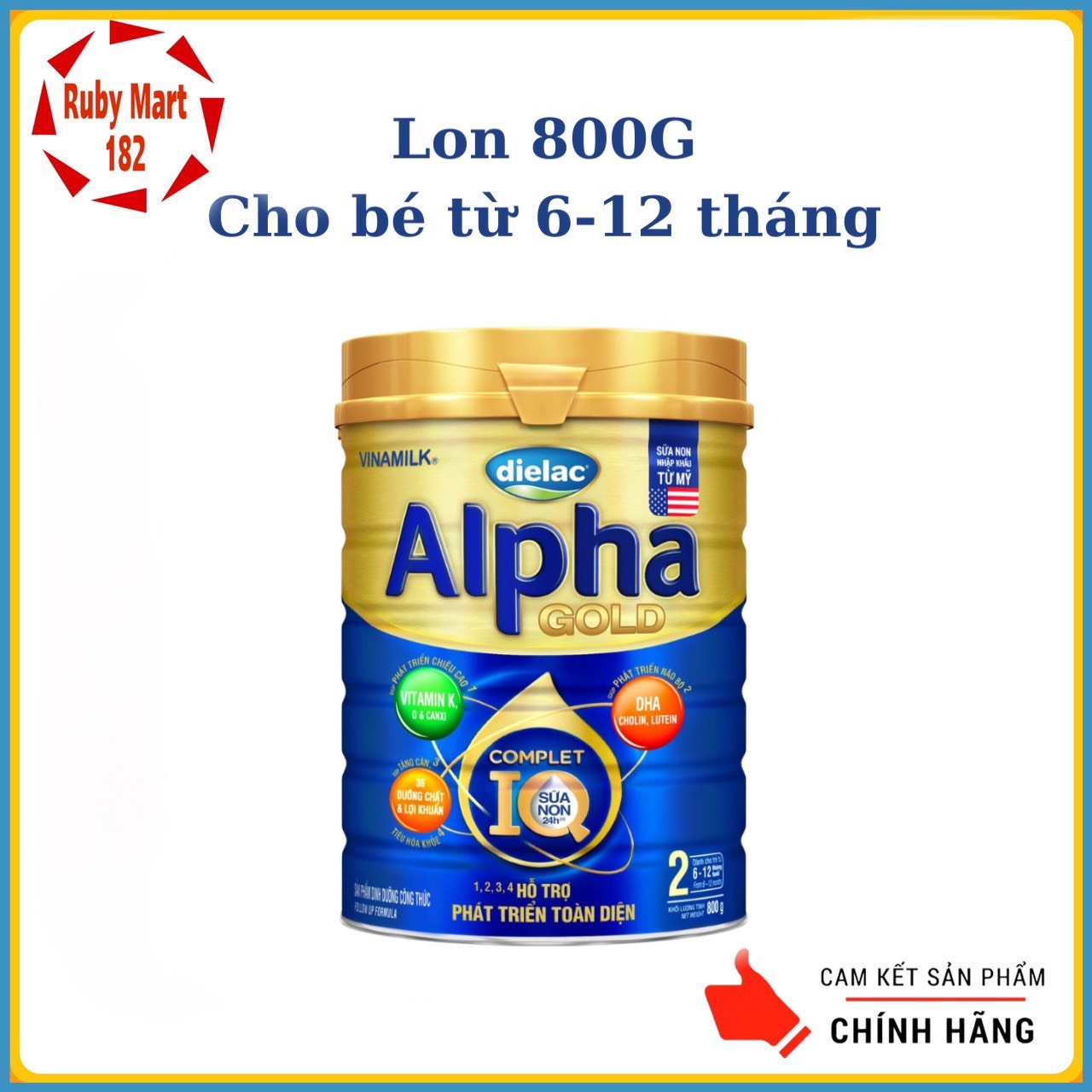 [Date 3.2025] Sữa bột Dielac Alpha Gold 2 Lon 850g (cho trẻ từ 6 - 12 tháng tuổi)