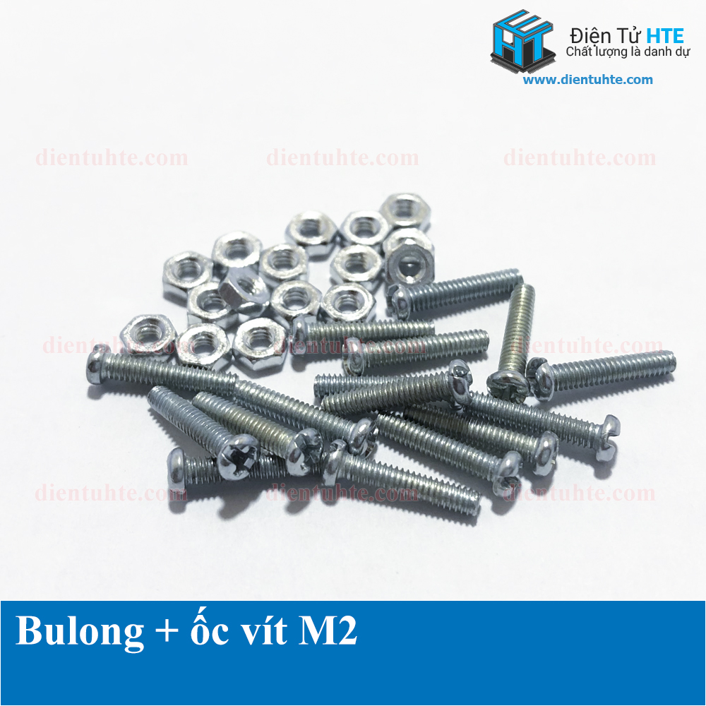 Ốc tròn (Bulon) + Đai ốc ren nhuyễn M2