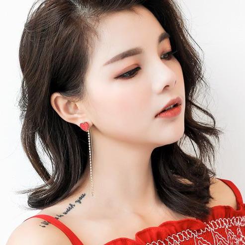 [HCM]Bông Tai Sắc Đỏ Trái Tim Dễ Thương BTG32