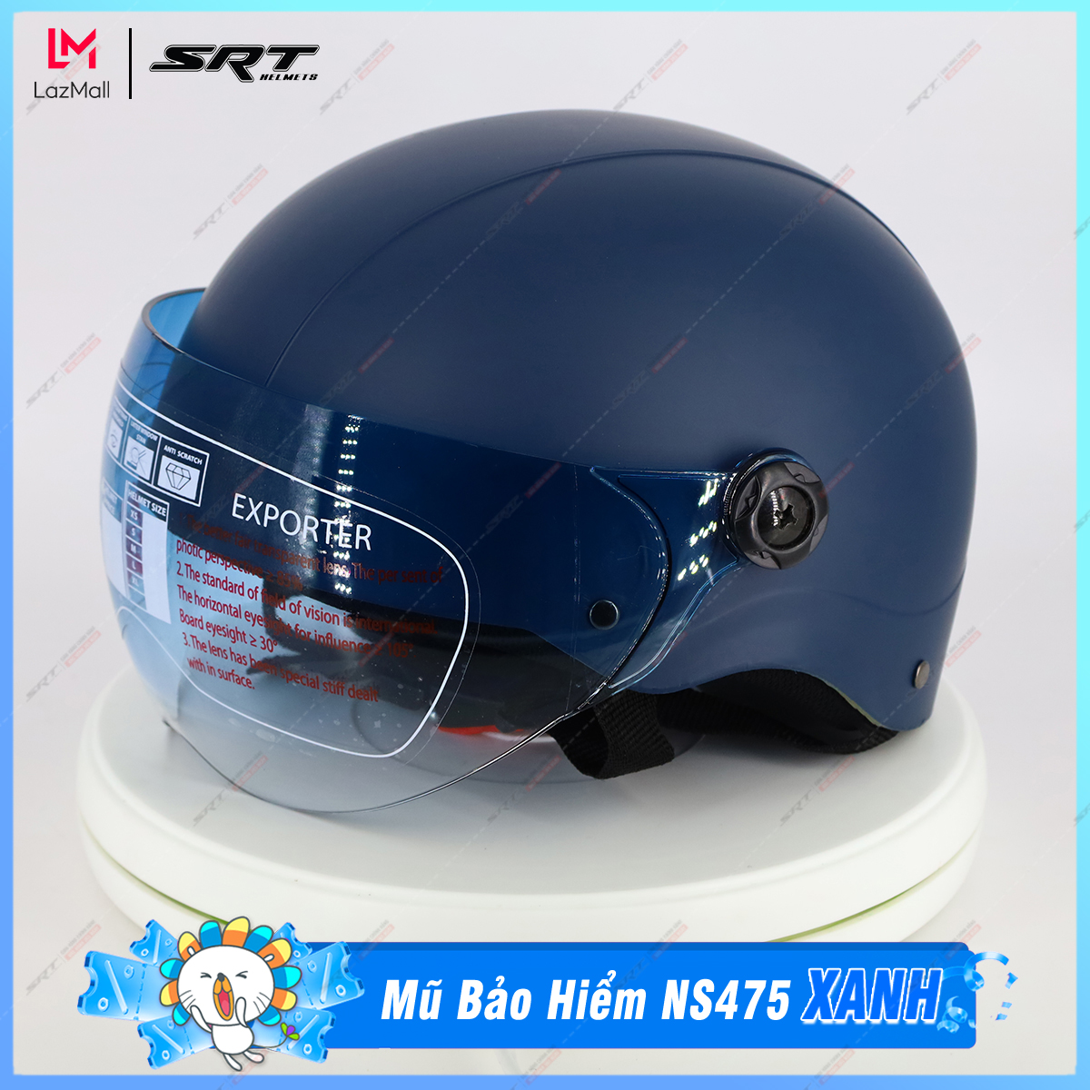 Mũ Bảo Hiểm Nửa Đầu Có Kính  - Nón 1/2 Có kính chống UV
