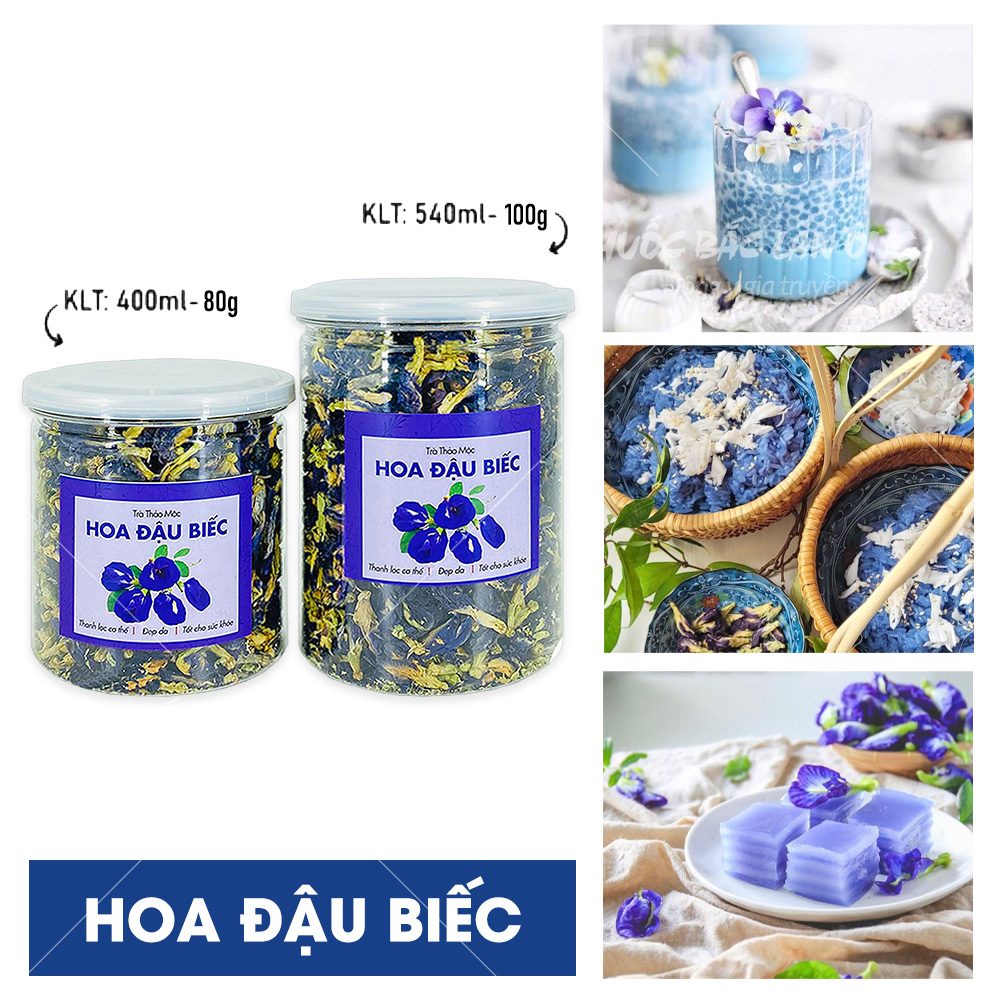 Hoa đậu biếc sấy lạnh 100g, trà hoa đậu biếc, pha trà, nấu chè, nấu xôi, làm bánh, thạch