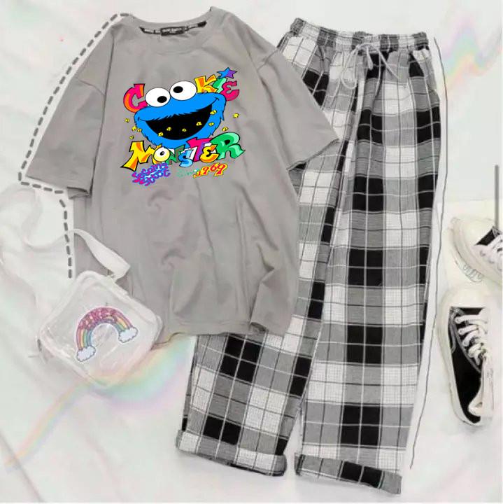 sét áo phông monter mặt xanh Cổ tròn chất Cotton