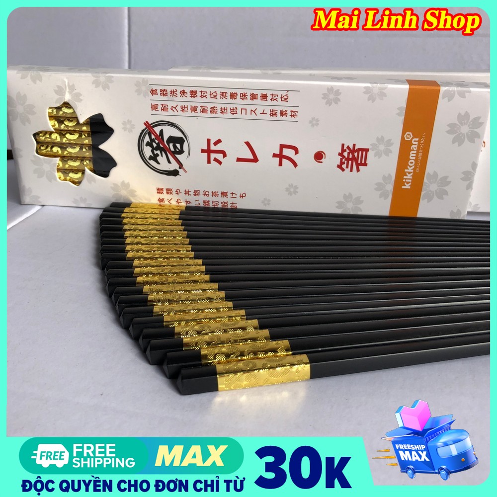 Bộ 10 đôi đũa nhựa và sợi thủy tinh chịu nhiệt 180 độ chống mốc KIKKOMAN xuất Nhật