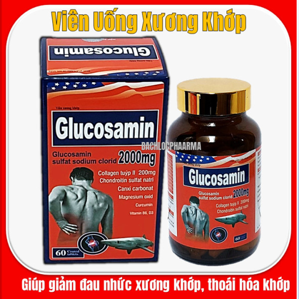 Viên Khớp Glucosamin Sulfat 2000mg- Giảm Đau Nhức Mỏi Xương Khớp, Giảm Thoái Hóa Khớp - Hộp 60 viên