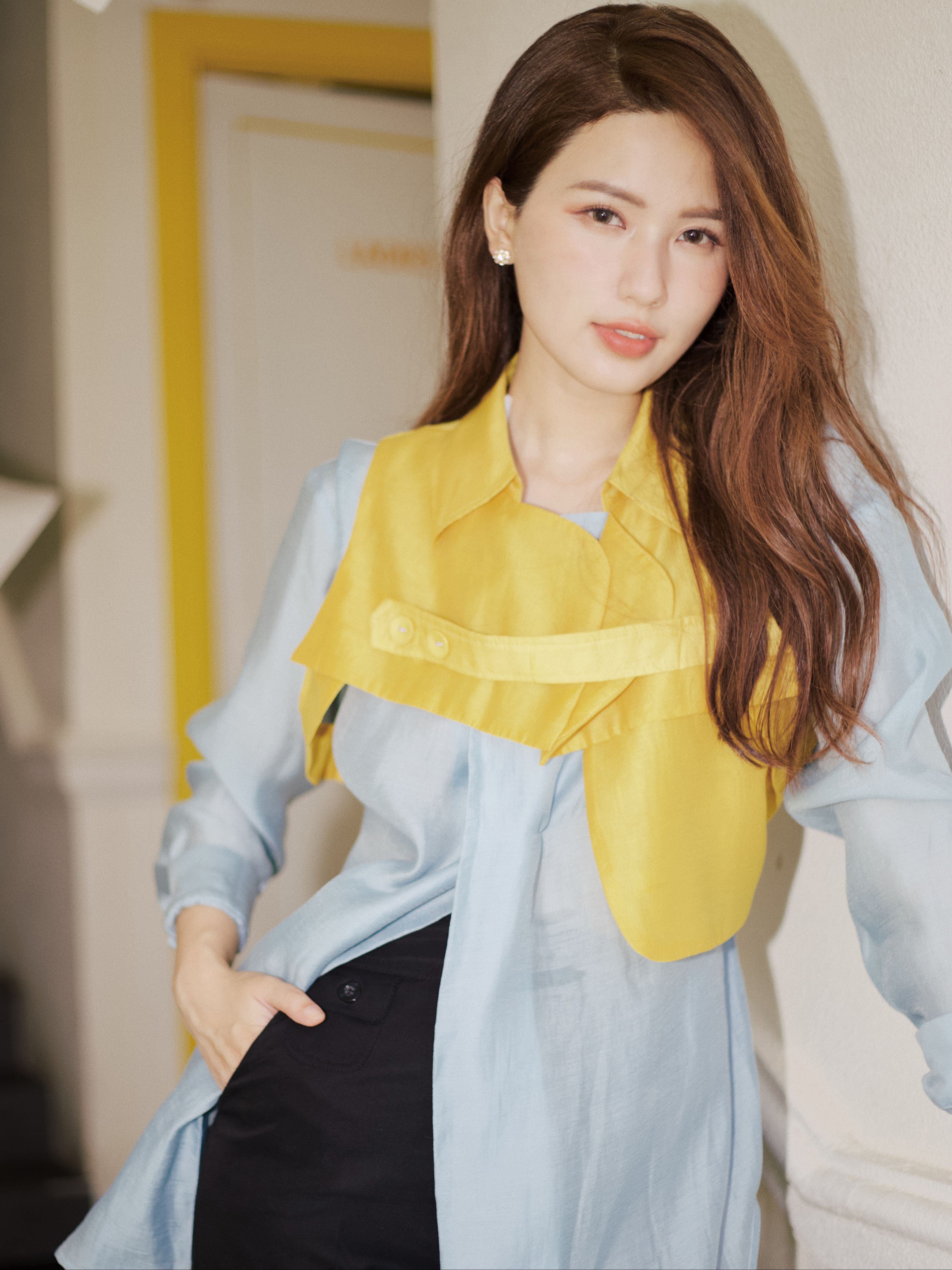 MAKI - Elisa Shirt - Áo sơ mi xanh vàng