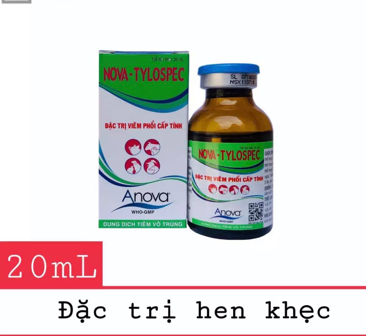 Thuốc tri viem phổi cấp tính cho gà đá NOVA - Tylospec 20ml