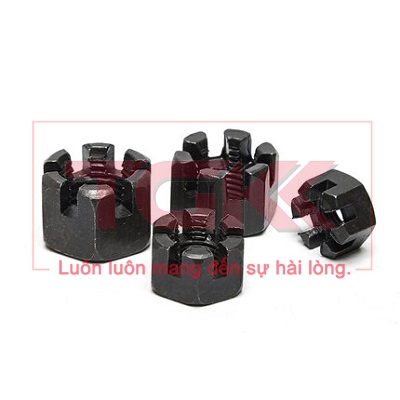 Đai ốc khía thép đen M10-M22