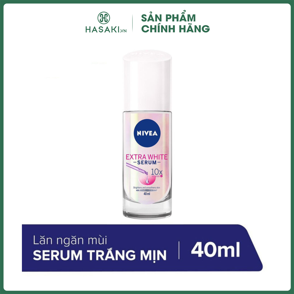 Lăn Khử Mùi Serum Sáng Mịn Da Nivea Extra White Serum 10X Vitamin C Whitening Deodorant Roll-On 40ml Hasaki Sản phẩm chính hãng