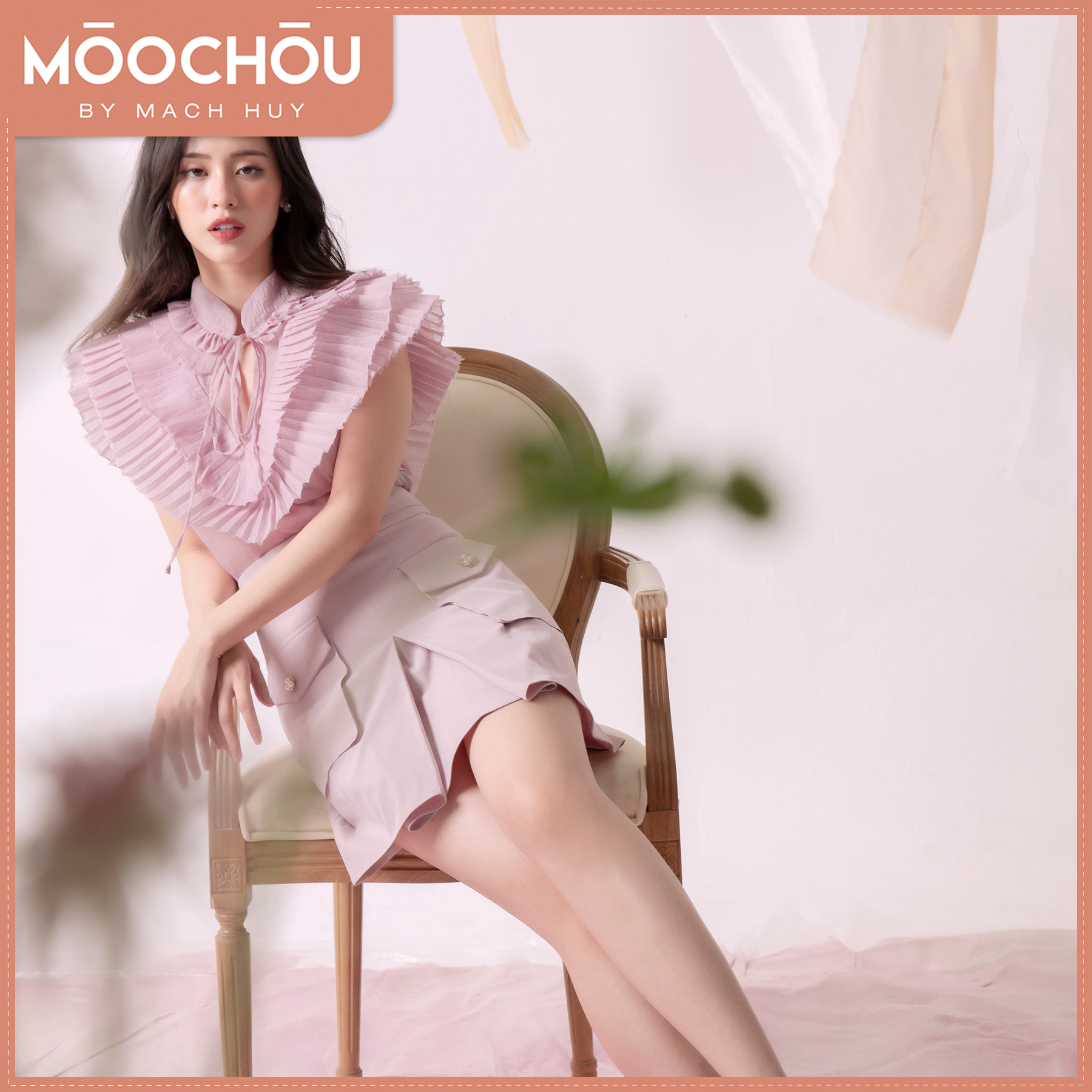 ÁO KIỂU CỔ CÁNH CHIM DORY TOP HỒNG MÔN - MOOCHOU