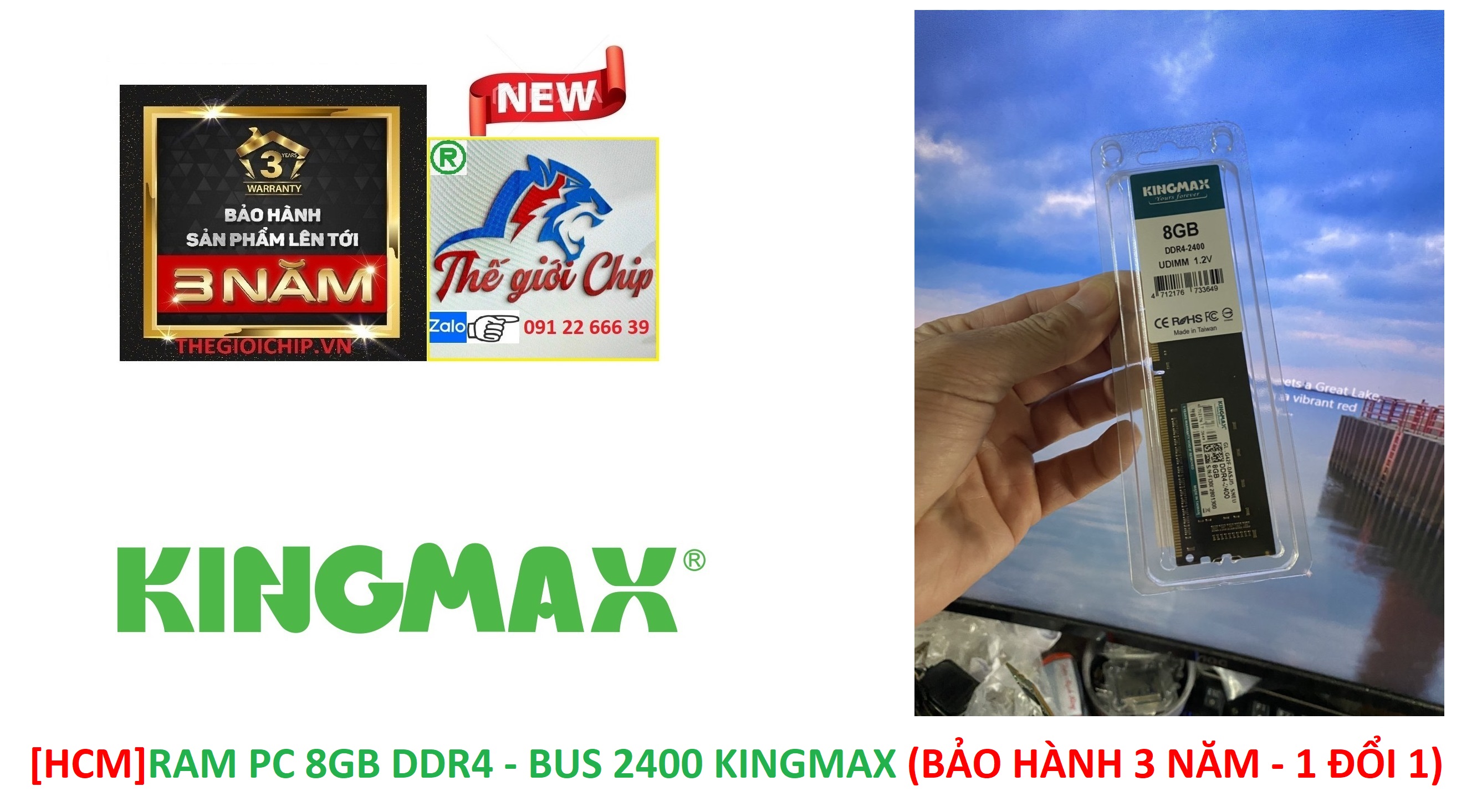 [HCM]RAM PC 8GB DDR4 - BUS 2400 KINGMAX (BẢO HÀNH 3 NĂM - 1 ĐỔI 1)
