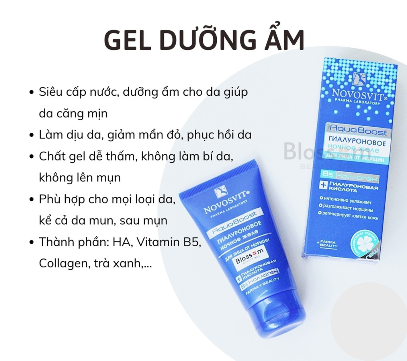 [HCM]Gel thạch cấp nước Novosvit HA + B5 Aqua Boost - Pharma Laboratory 50ml