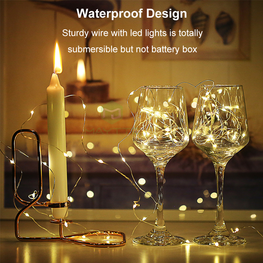 MAYTTO LED Strip Light String Fairy Light Christmas Light Decoration Wedding Light Battery Operated Fairy Lights Holiday Copper Wire String Lights Multi-mode Garland Party String Lights Warm White 1M/50LED