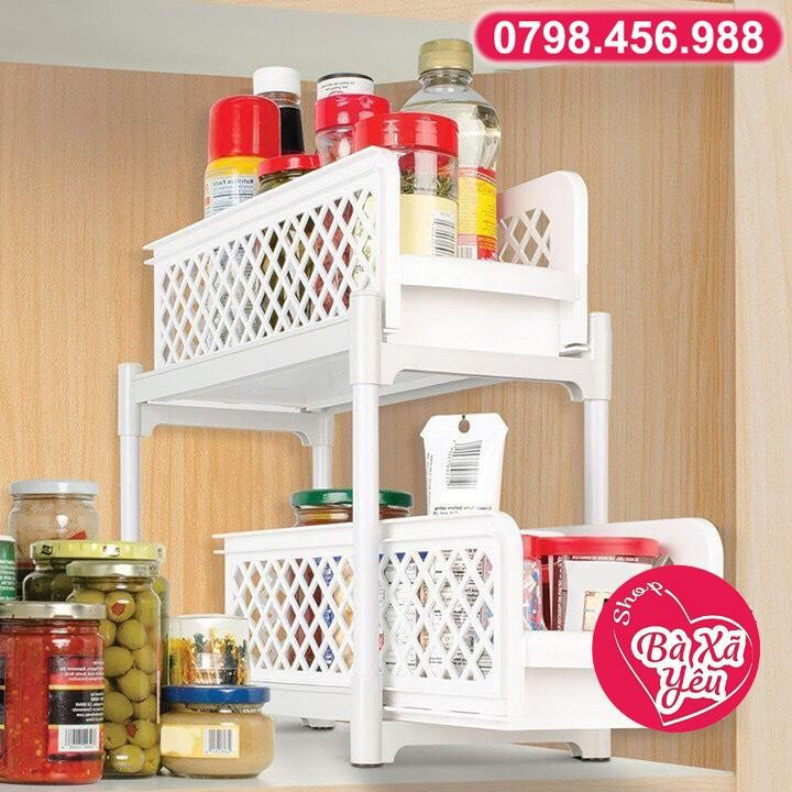 Kệ trượt 2 tầng để đồ nhà bếp
