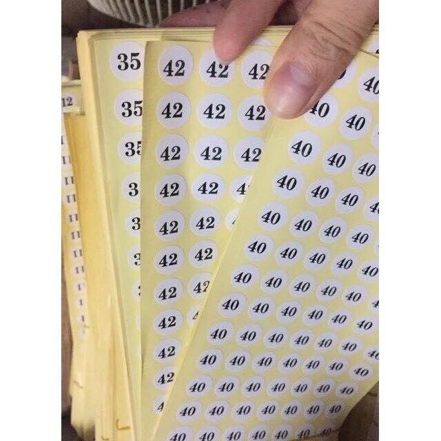 Tệp 140 miếng Decal dán size, size số dán mác quần áo