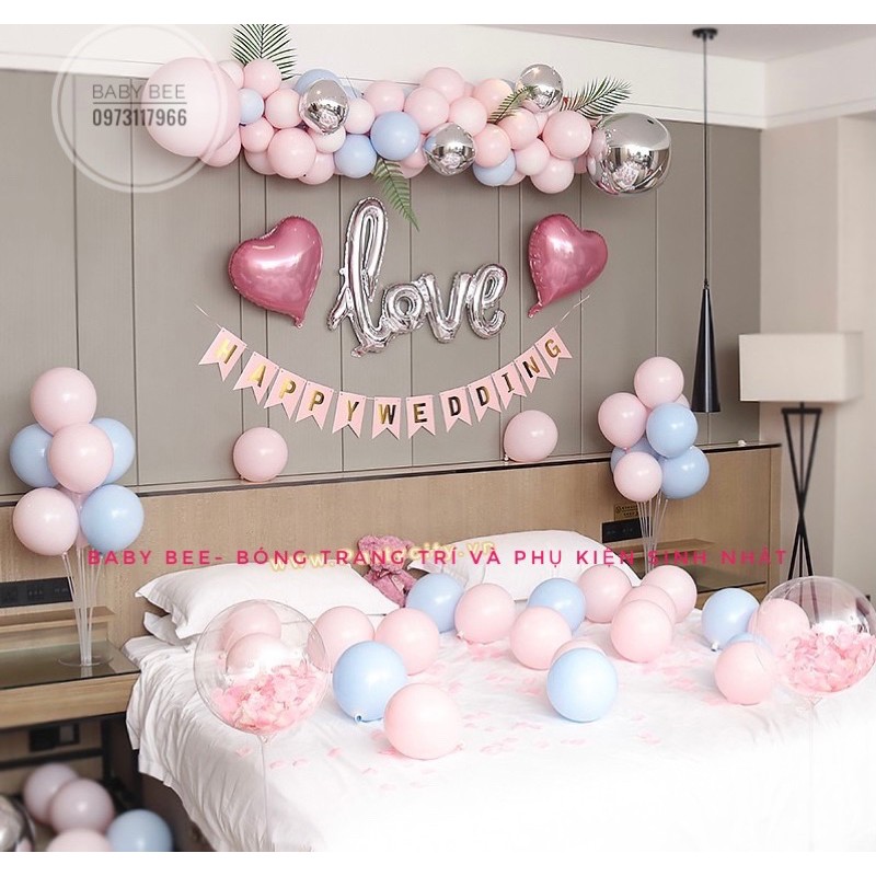 Set Bóng Trang Trí Phòng Cưới Tông Pastel