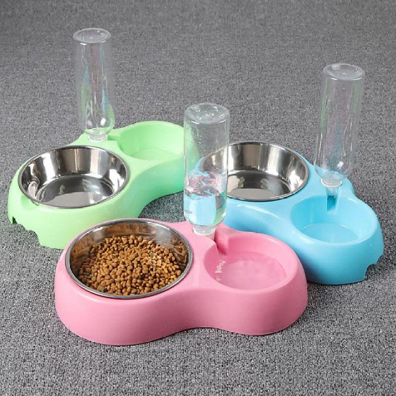 Bát đôi cấp nước tự động kèm bát ăn inox dành cho thú cưng - CutePets