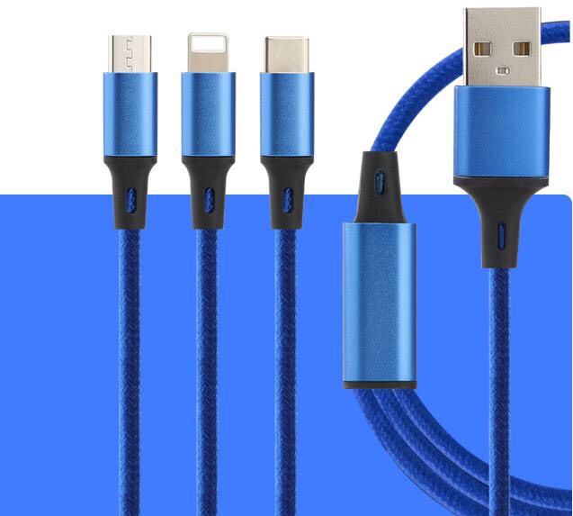 Cáp Sạc 3 Đầu Chống Rối Đứt Cho Iphone Micro - Type C