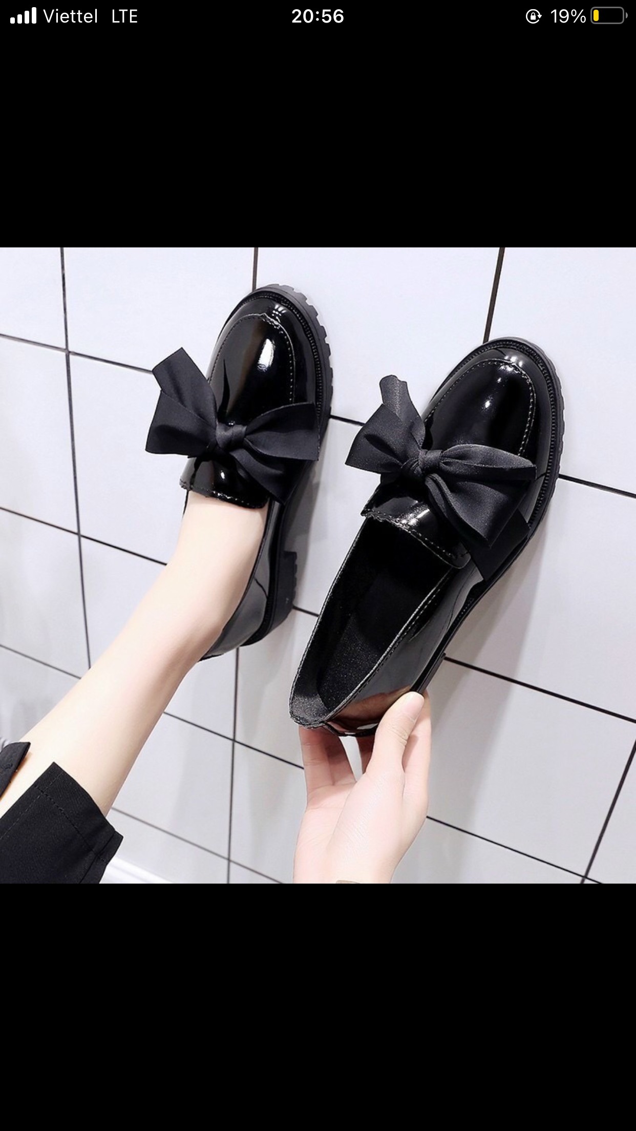 Giày đốc nữ mũi tròn phối nơ lụa to đế răng cưa 3cm thời trang