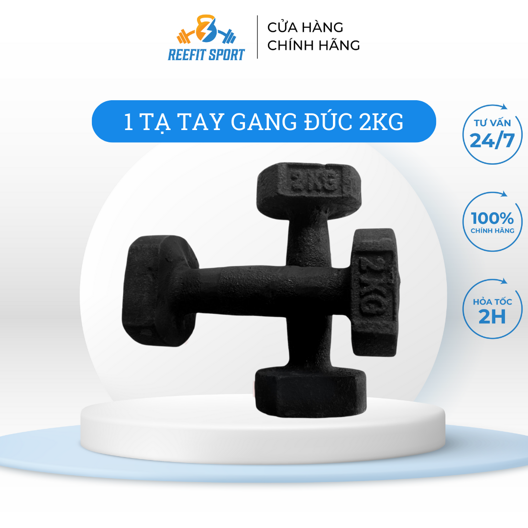 Tạ tay gang đúc nguyên khối 2kg