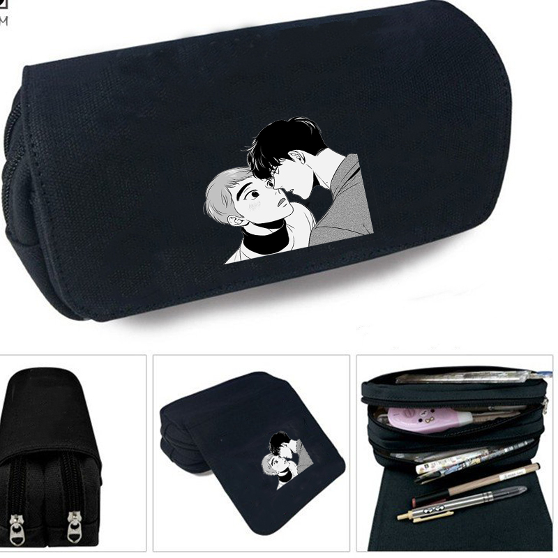 Hộp bút vải canvas khóa trắng in hình BJ ALEX Broadcast cùng Alex manhwa BL đi học tiện lợi anime chibi