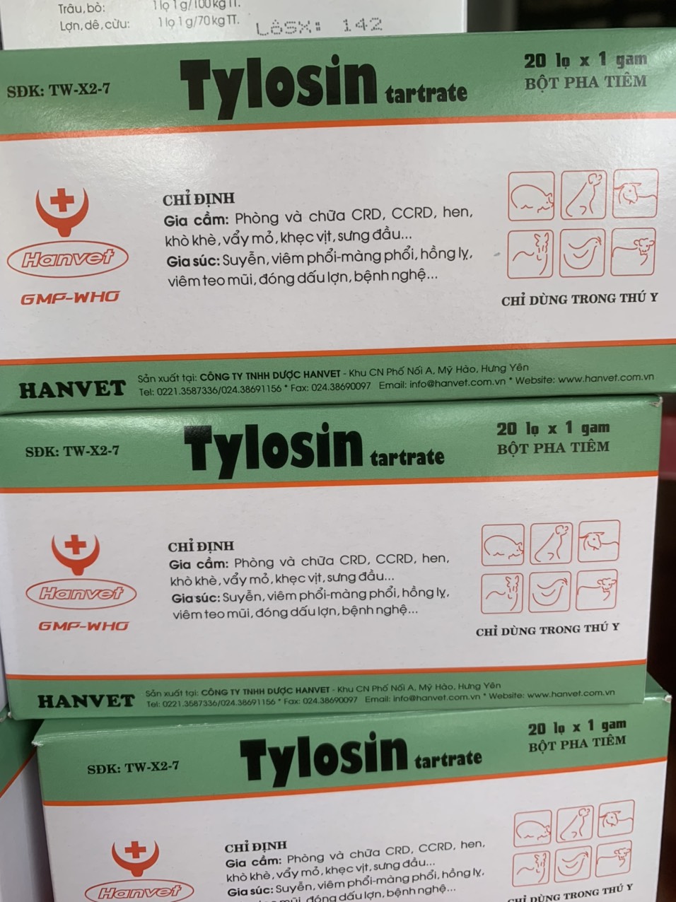 Bột TYLOSIN tartrate 1g Hanvet