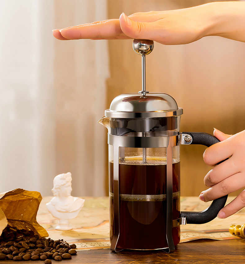 Bình pha cafe - Bình Pha Cafe Kiểu Pháp 350ml (Bạc) - Bình pha cà phê french press - Dùng để pha trà hay cà phê theo phương pháp French press ép cà phê - Bình pha cà phê Moka Pot 6 tách 300ml bằng Nhôm cao cấp