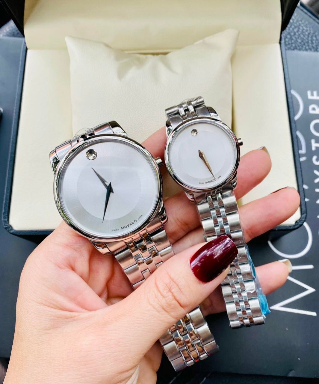 Đồng hồ Movado Nam Nữ cao cấp chống nước chống xước Nam size 40mm nử 30mm