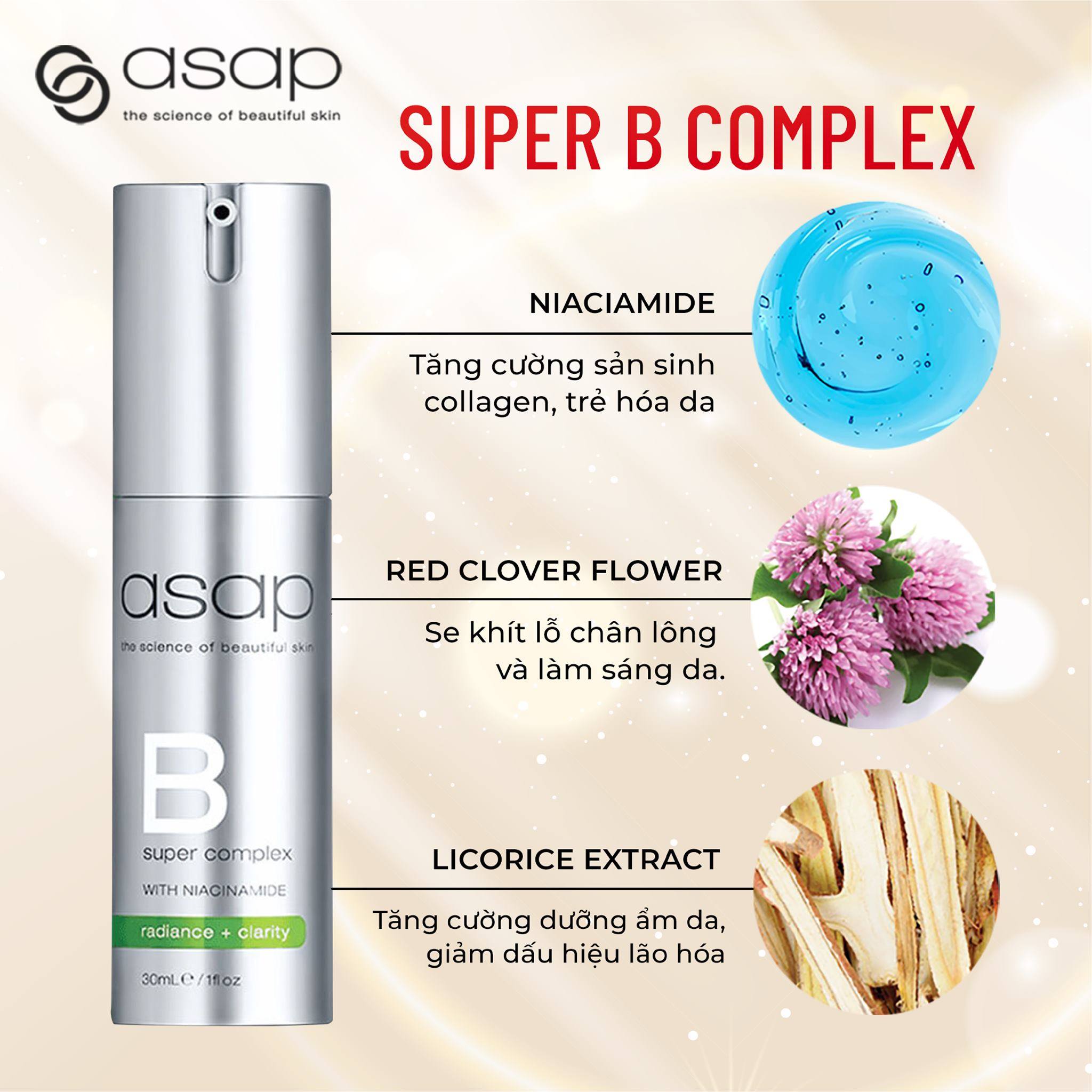 [HÀNG NHẬP KHẨU] Tinh Chất Cấp Ẩm Chống Lão Hóa ASAP Super B Complex (30ml)