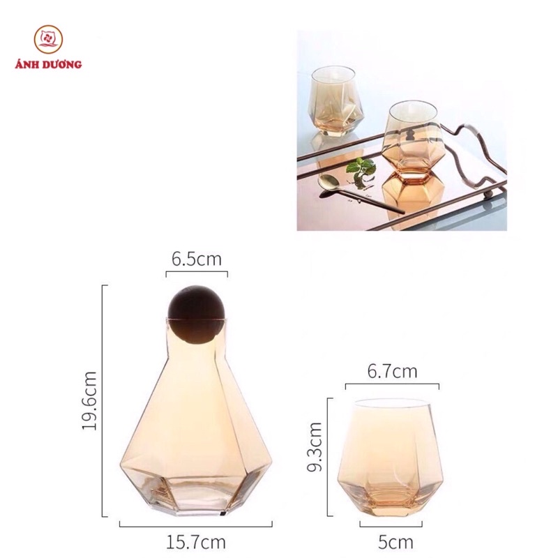 [TẶNG KHAY ĐỰNG] BỘ BÌNH CỐC THUỶ TINH CHỊU NHIỆT ĐỘ CAO