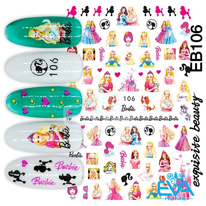 [HCM]Decal Dán Móng Tay 3D Nail Sticker Hoạ Tiết Hoạt Hình Búp Bê Barbie EB106