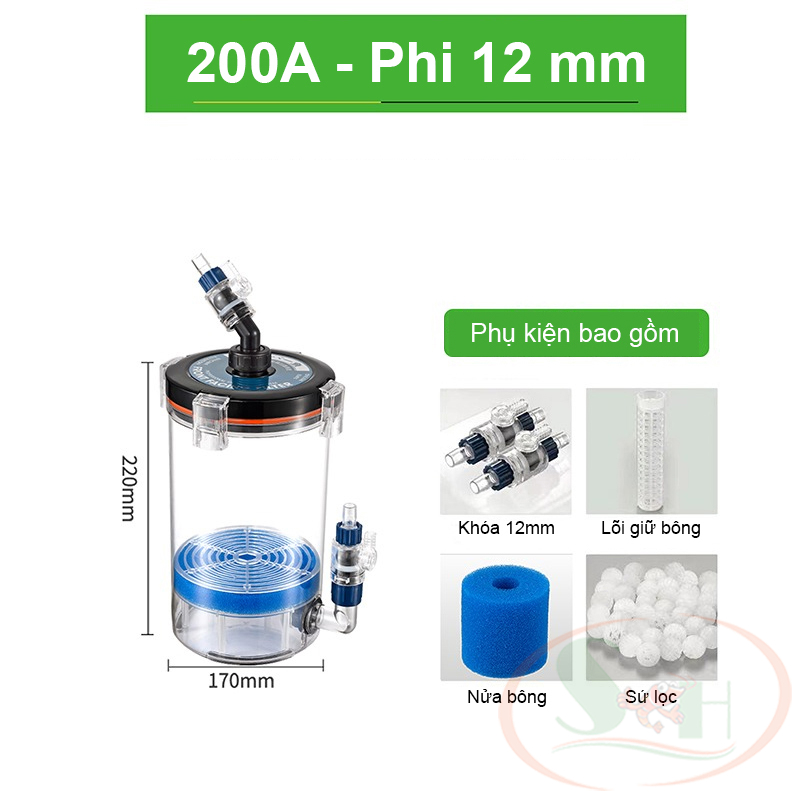 Lọc phụ marine front filter pro 200a, 200b, 240a, 240b phi 12, 16, 20 mm pre filter bể cá tép thủy sinh