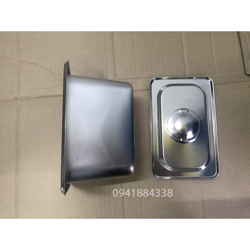 Khay Inox Đựng Topping 1/9, Khay Đựng Thạch(Có Nắp)