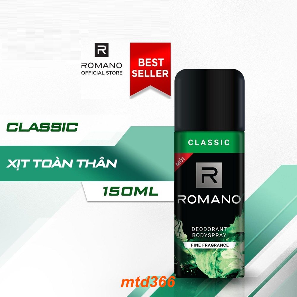 Xịt Khử Mùi Nam 150ml Romano Classic
