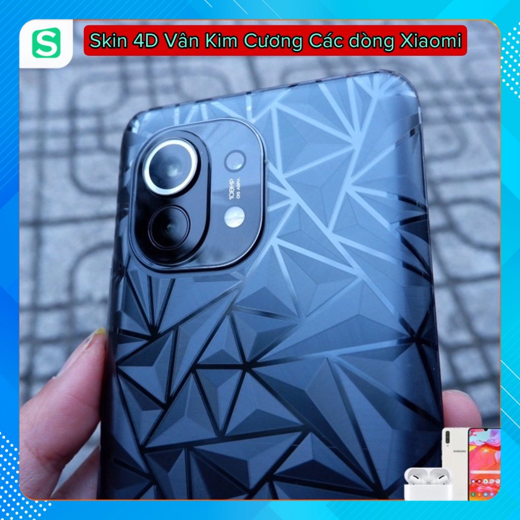 Miếng dán skin ppf 4d vân kim cương mặt lưng cho xiaomi 11t, mi 11t pro, mi 11 lite mi 10t mi 10t pro note 11 11s 11 pro