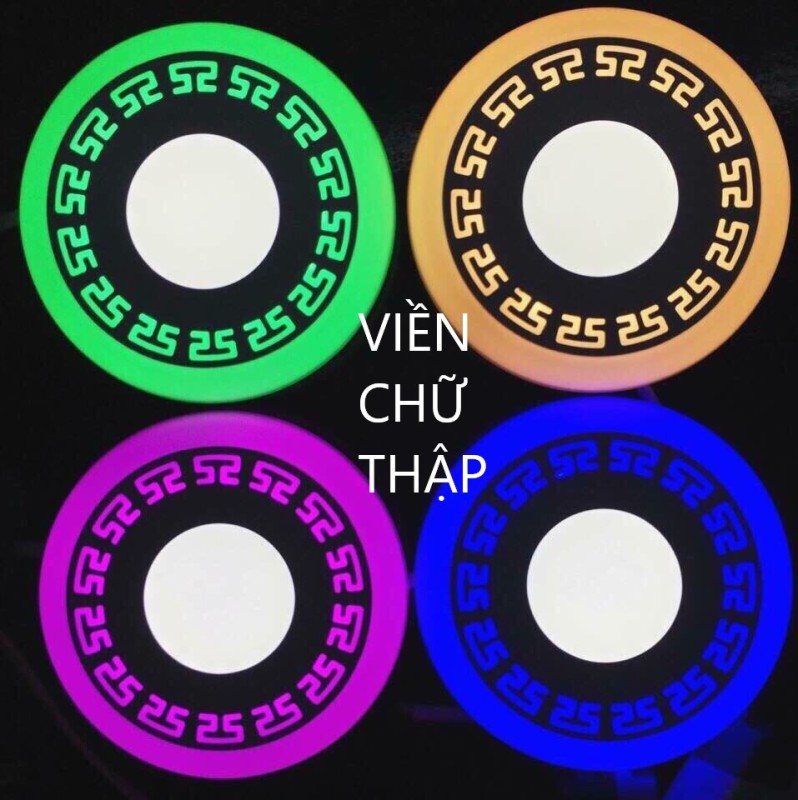Đèn Âm Trần Viền Hoa Văn - Đèn Âm Trần viền màu 3 chế độ thay đổi khi bật tắt thích hợp trang trí trần nhà- Bảo hành đổi mới 1 năm
