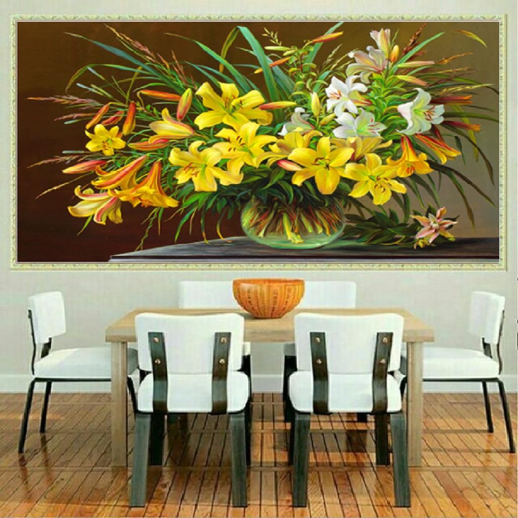 Tranh đính đá Bình Hoa Ly LV400 - 67*50CM (TRANH CHƯA ĐÍNH CHƯA KHUNG)