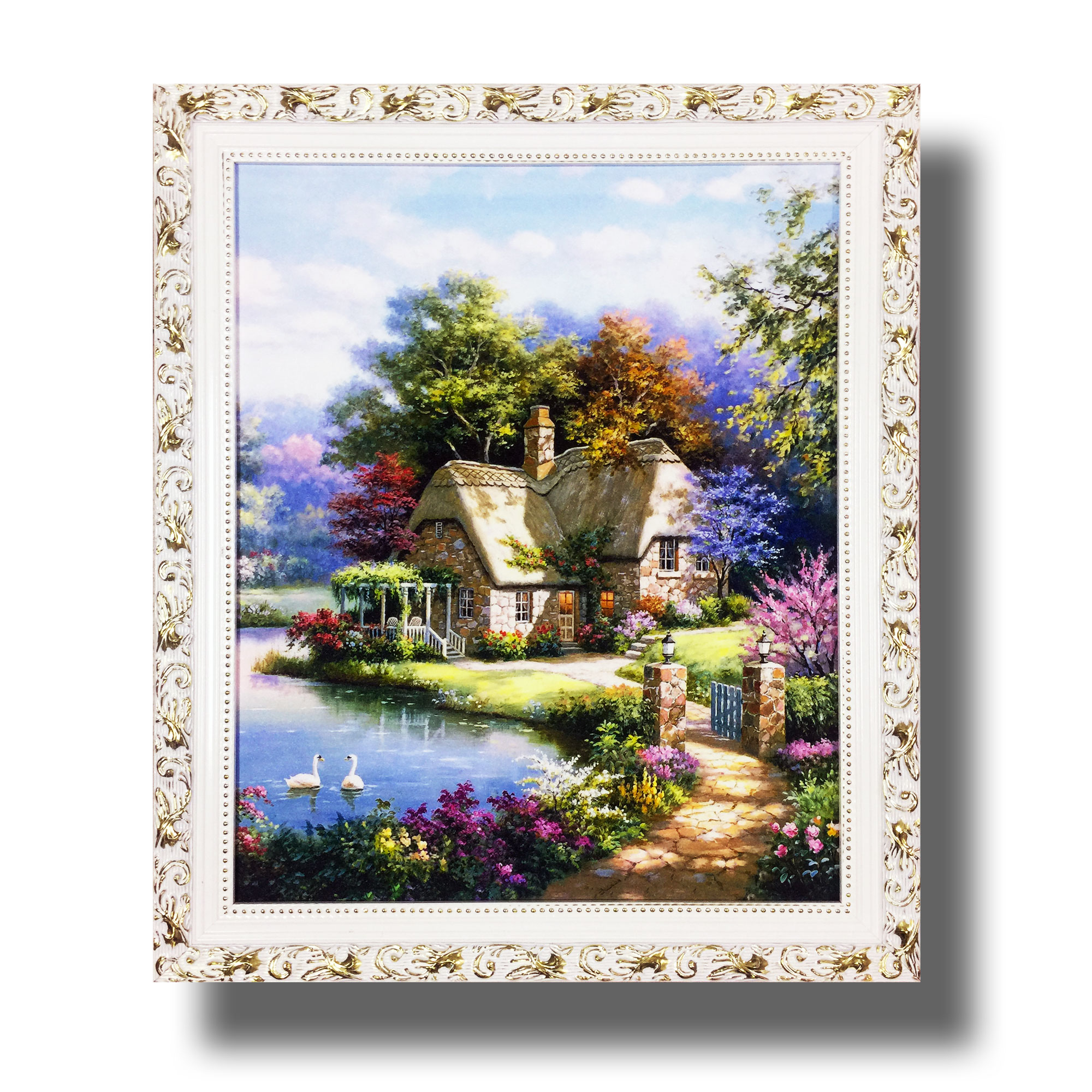 Tranh treo tường - Ngôi Nhà Hạnh Phúc 38 - Tranh Minh Hiền (KHUNG GỖ - 60 x 70cm)