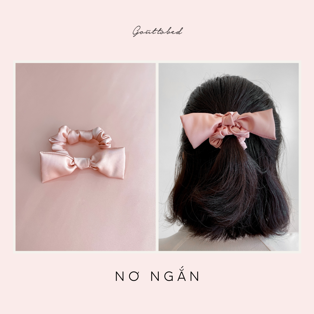 Scrunchies cột tóc nơ Gouttobed Lụa Satin Silk (nhiều màu)