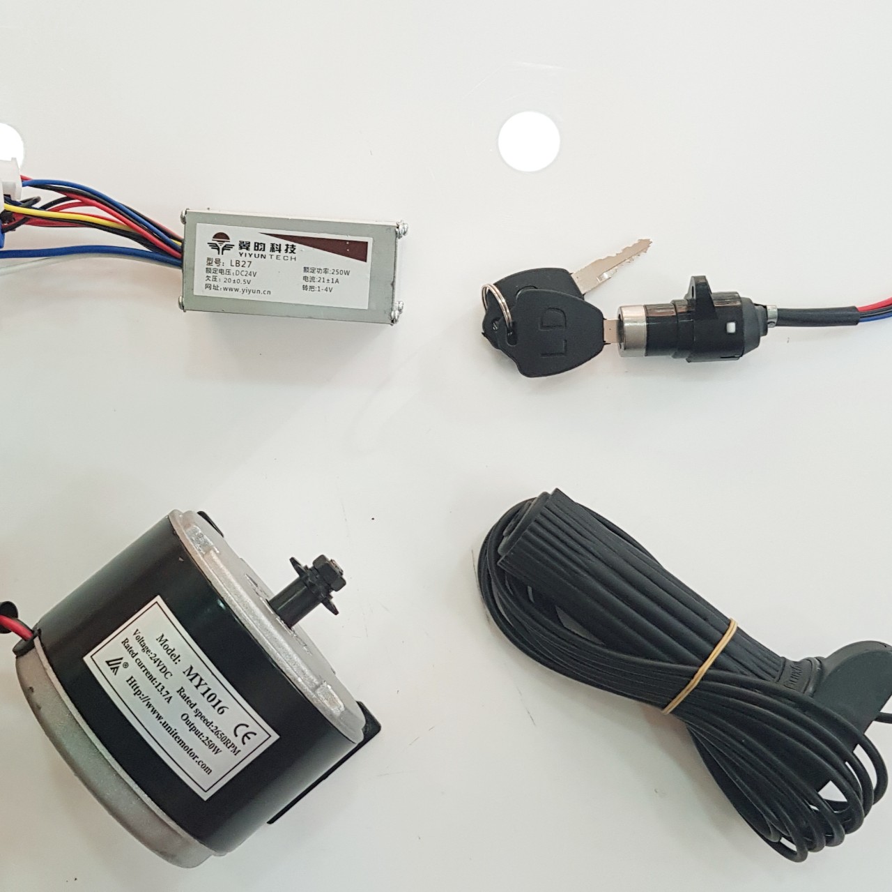 Combo bộ Động Cơ 24V250W chổi than chế xe điện