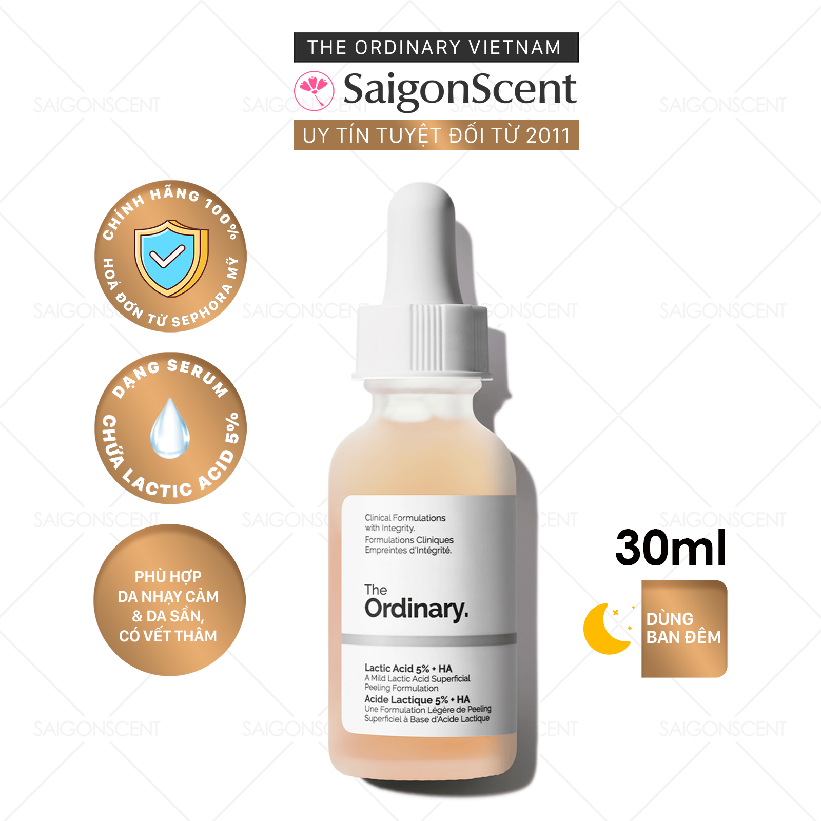 Tinh chất sáng mịn da The Ordinary Lactic Acid 5% + HA ( 30mL )