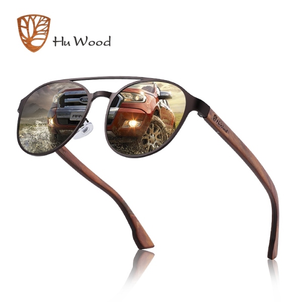 HU WOOD High Quality Polarized Sunglasses Wooden Vntage Women Sun Glasses For Men Pink Sunglases Lens UV400 Protection GR8041