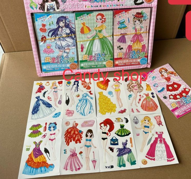 Bộ 8 tờ Sticker dán công chúa thay trang phục
