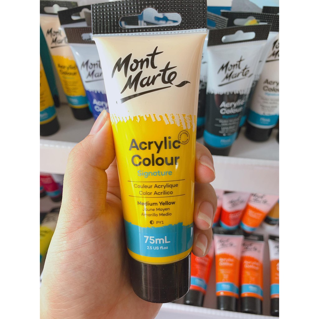 Màu vẽ Acrylic Mont Marte - dạng TUÝP MÀU LẺ 75ml cho Vẽ Tường, Vẽ Vải, Vẽ Áo..