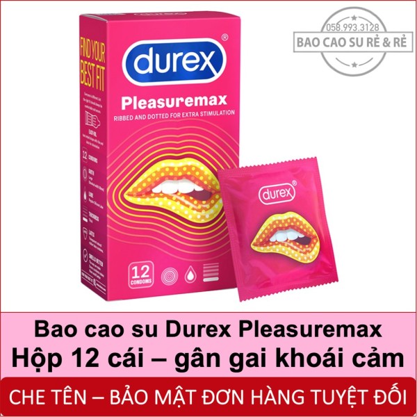 Bao Cao Su Durex Pleasuremax Gân Gai Tăng Khoái Cảm Hộp 12 Bao nhập khẩu