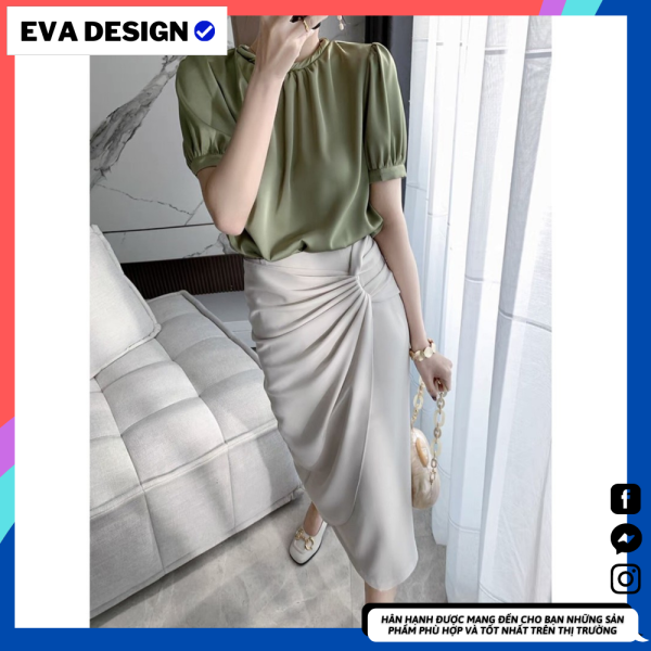 Nơi bán Chân váy nữ xếp ly EVA DESIGN thiết kế mới chất thô lụa Hàn Châu cao cấp form công sở dễ phối đồ