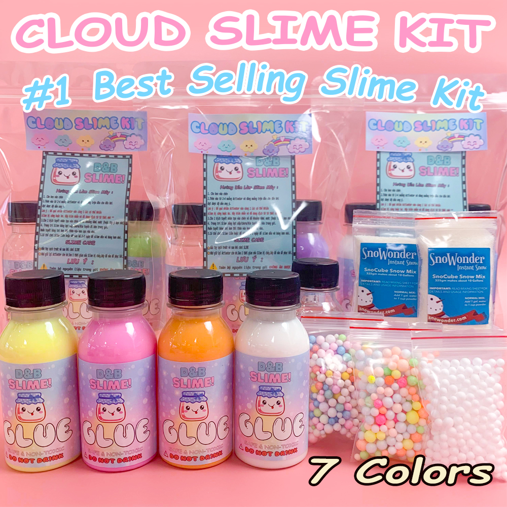 Bộ Kit làm Slime Mây Cao Cấp - Kit làm Slime Mây Đủ Màu Có hướng dẫn đầy đủ